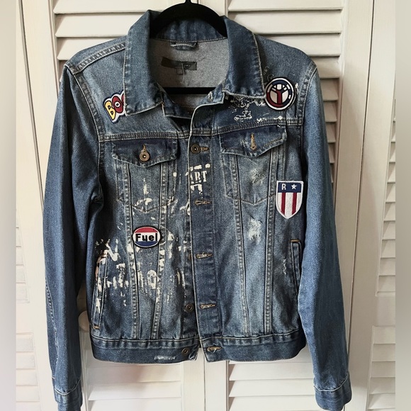 Zara Patch Jean Jacket Small - Picture 1 of 5